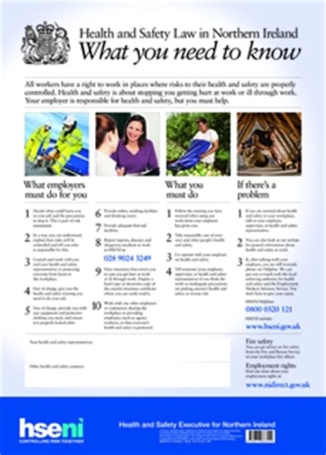 Printable information concerning federal job safety and health this mandatory poster is a summary of federal job safety and health laws as established by osha. Health and Safety Law Poster plus free download leaflets