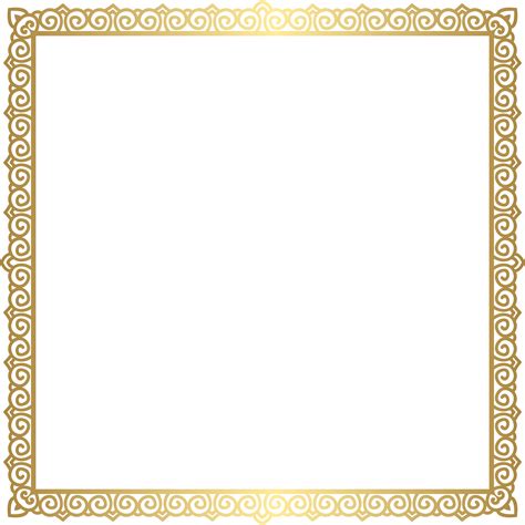 Square Area Text Picture Frame Pattern Transparent Border Frame Gold