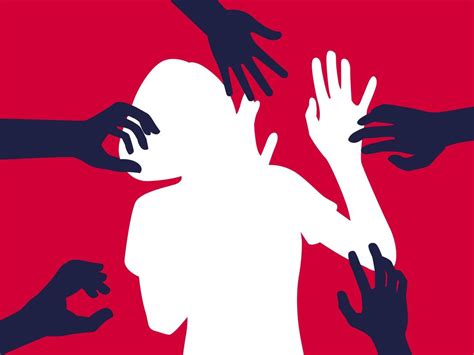 Silhouette Of Woman Harassment Vector Illustration Hands Of Man