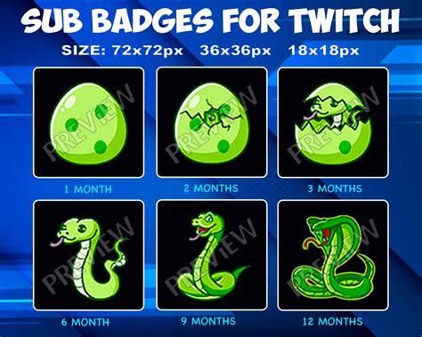 6 Snakes Sub Bit Badges For Twitch Loyalty Badges Pack For Etsy UK