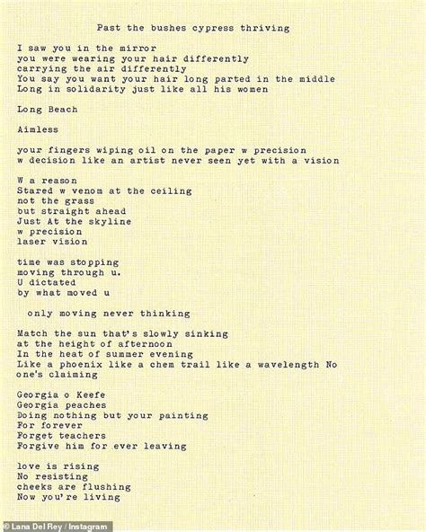 Lana Del Rey Gives A Taste Of New Poetry Posting Verses With Her