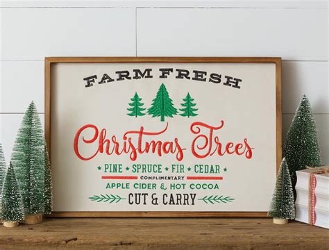 Farm Fresh Christmas Trees Embroidered Sign The Weed Patch