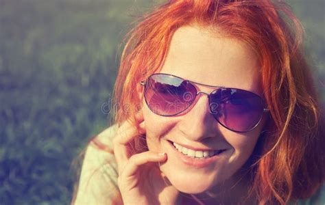 Redhead Woman In Sunglasses Stock Image Image Of Look Beauty