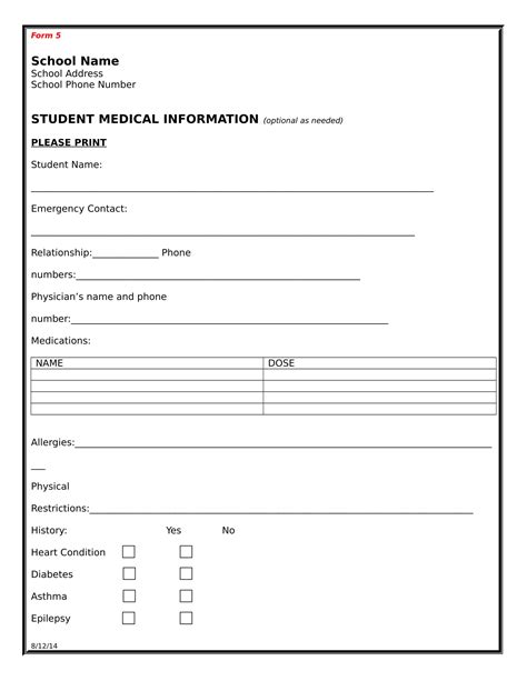 Free 15 Medical Information Forms In Ms Word Pdf Excel