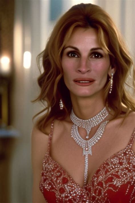 Marabelleblue Julia Roberts In Pretty Woman Wearing A Red Dress And A Diamond Necklace