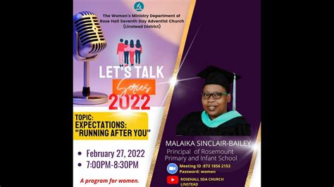 Rose Hall Sda Lets Talk Series 2022 Expectations Running After You