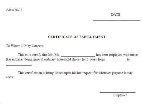 The proof of employment letter sample below offers the employment and income verification of matthew simpson, previously employed as general counsel for company inc. Certificate Of Employment - Word Excel PDF Formats