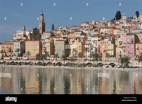 Menton The Old Town In Early Morning Sunlight Stock Photo Alamy