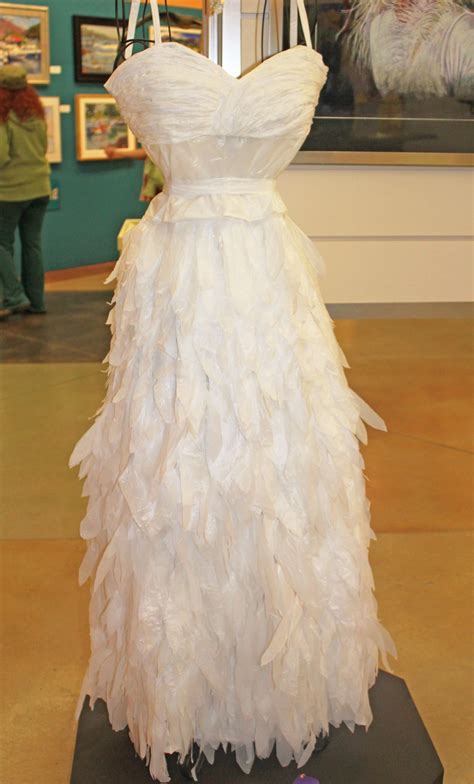 plastic bags white formal dress formal dresses wedding dresses recycled fashion recycled art