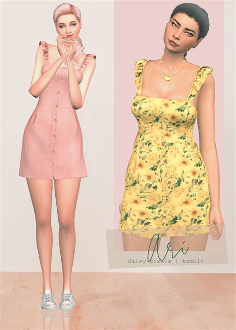 Ari Dress Ts4 Daisy Pixels Sims 4 Dresses Dresses Sims 4 Clothing