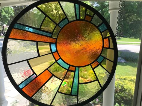 Art Deco Sun Stained Glass Panel Etsy