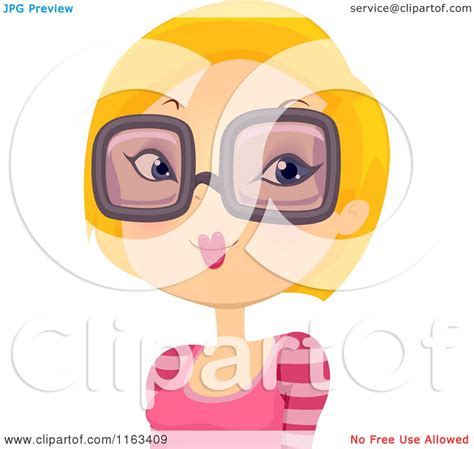 Cartoon Of A Blond Woman Wearing Big Eye Glasses Royalty Free Vector