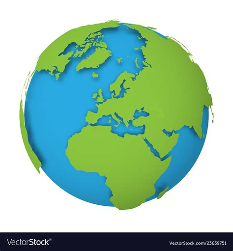Natural Earth Globe 3d World Map With Green Lands Vector Image