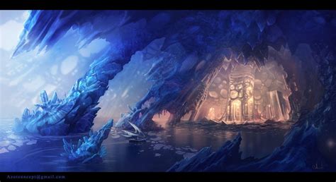 Ice Cave Ice Cave Fantasy Landscape Fantasy Concept Art