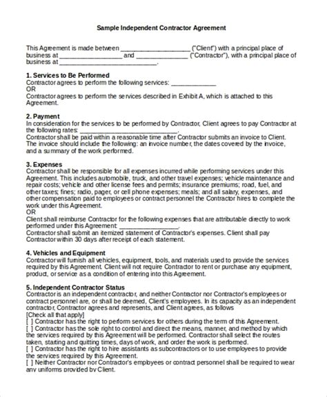 Independent Contractor Agreement Templates For Ms Word Hromus