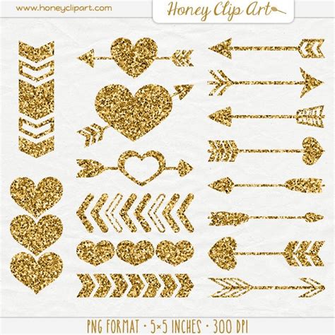 Gold Arrow Clipart Glitter Heart Clipart Valentine Clip Art