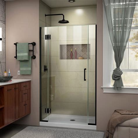 Removing a hinged shower door is mostly a task of locating the screws that secure the door in place, and removing them. DreamLine Unidoor-X 40 in. x 72 in. Frameless Hinged ...