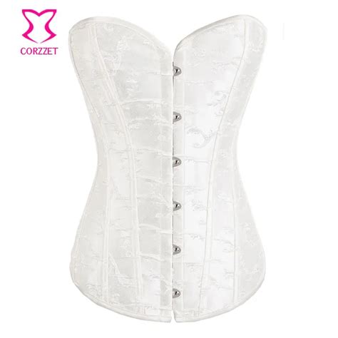Bridal Jacquard Overbust White Bustier Top Plus Size Corset Sexy Wedding Lingerie Corsets And