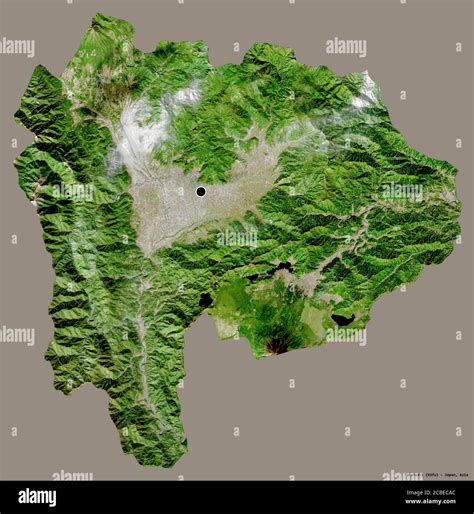 Shape Of Yamanashi Prefecture Of Japan With Its Capital Isolated On A