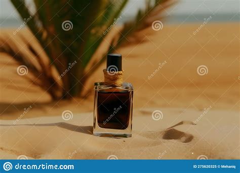 A Bottle Of Perfume On The Seashore Is Enveloped In A Wave Yellow Sand