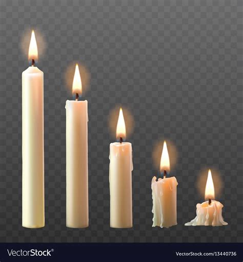 Three White Candles With Glowing Lights On Transparent Background