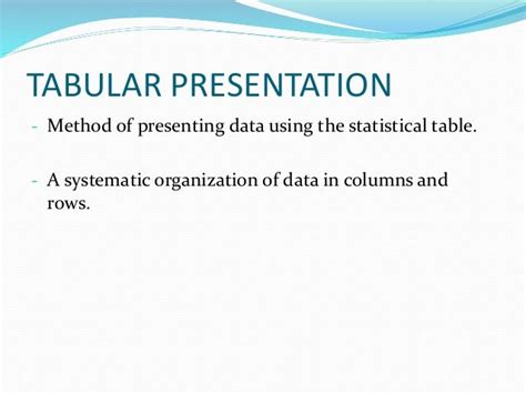 What Is A Tabular Data Presentation