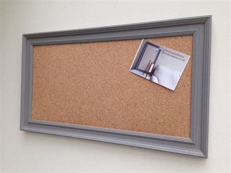 Large Cork Pin Board Grey Painted Frame Modern Notice Board