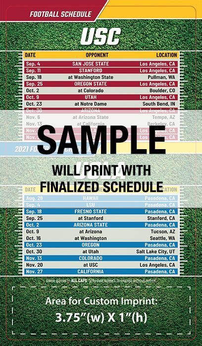 Reamark Products Usc And Ucla Full Magnet Football Schedule