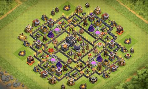 Best coc th9 farming base link anti everything new update 2021 with bomb tower & air sweeper.these layouts are anti valkyrie, giants, bowlers so, if you are tight on dark elixir and looking to upgrade dark troops or heroes then definitely you can try this coc th9 farming base to protect both. Best Clash of Clans Th9 Farming Base | Attackia | Clash of ...