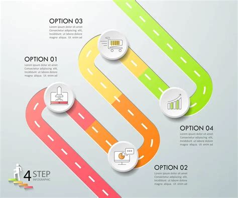 Road Infographic Stepwise Structure With Transportation Icons Stock