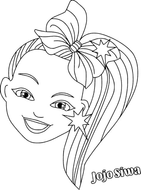 Head Of Jojo Siwa With Colorful Hair Coloring Page Free Printable