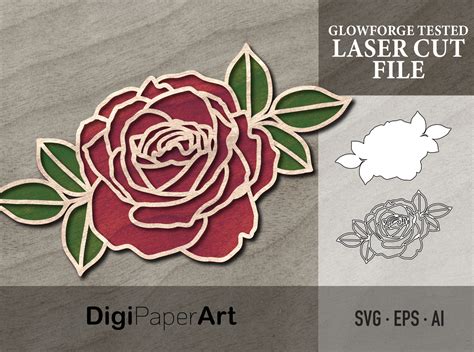 Rose Laser Cut File Svg Rose Laser File Multi Layer Flower Etsy