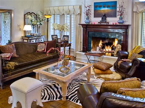 eclectic living room  zebra print rug hgtv