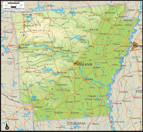 Physical Map Of Arkansas Ezilon Maps Map Of Arkansas