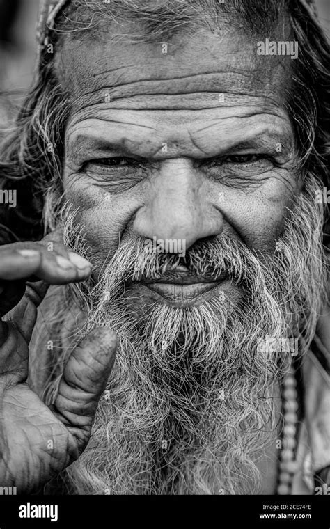 Wrinkled Man Face Beard Black And White Stock Photos And Images Alamy