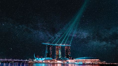 Download Wallpaper 3840x2160 Marina Bay Singapore City Night 4k