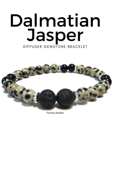 Dalmatian Jasper Gemstone Black Agate Diffuser Bracelet Etsy
