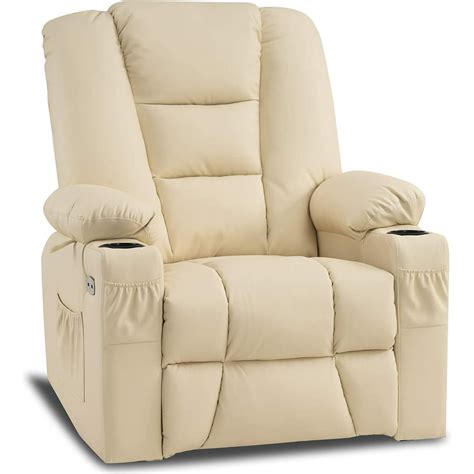 Mcombo Manual Swivel Glider Rocker Recliner Chair With Massage And Heat