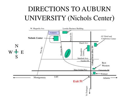 Ppt Directions To Auburn University Nichols Center Powerpoint