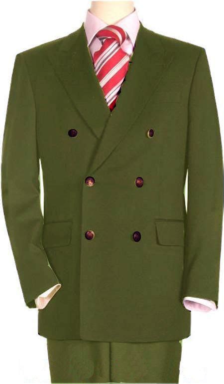 Olive Green Double Breasted Sportcoat Jacket With Peak Lapel