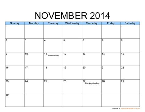 November 2014 Calendar Printable And Template Calenda Free