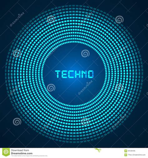 Blue Abstract Background Circles Of Glowing Pixels