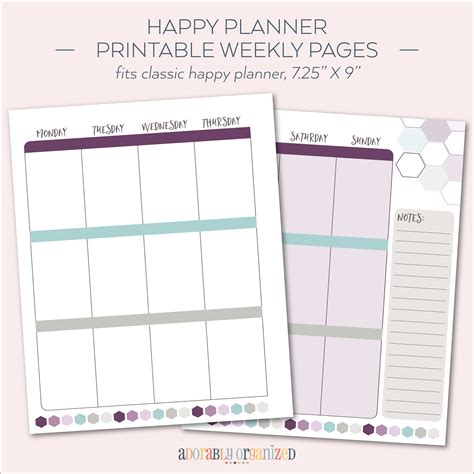 Happy Planner PRINTABLE Weekly Planner Refills Inserts 7 X Etsy
