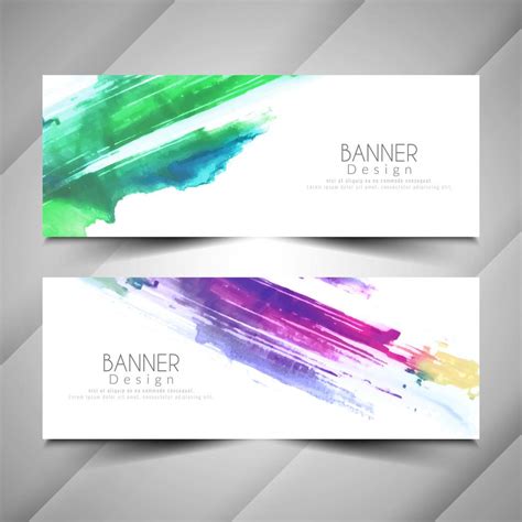 Abstract Colorful Watercolor Stylish Banners Set 281340 Vector Art At