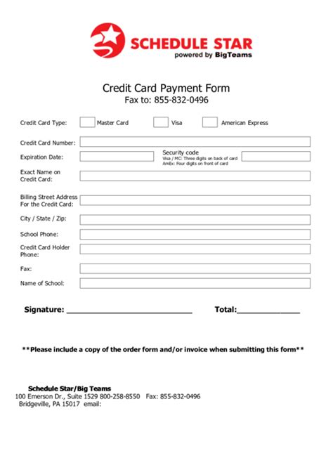 Fillable Credit Card Payment Form Printable Pdf Download