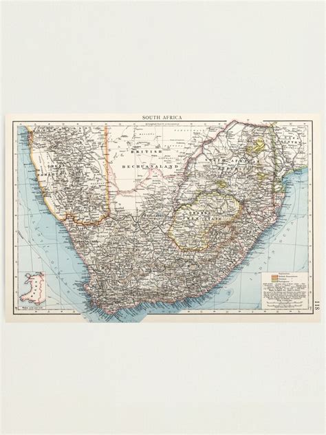 Vintage Map Of South Africa 1900 Photographic Print For Sale By