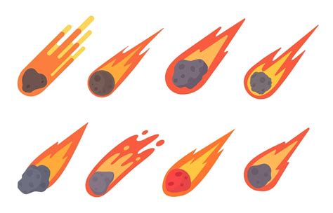 Premium Vector Comet Cartoon The Meteorite Fell To The Earth And Sparked