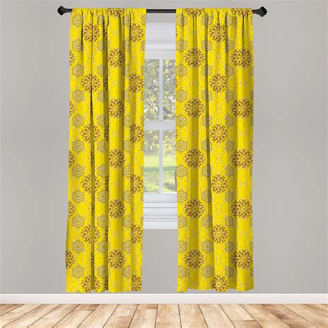 Yellow Damask Microfiber Curtains 2 Panel Set Living Room Bedroom In 3