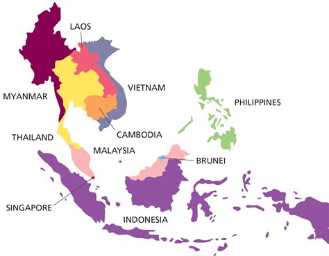 Asean Member Counties Map Asean Countries Flags Maps Emblems