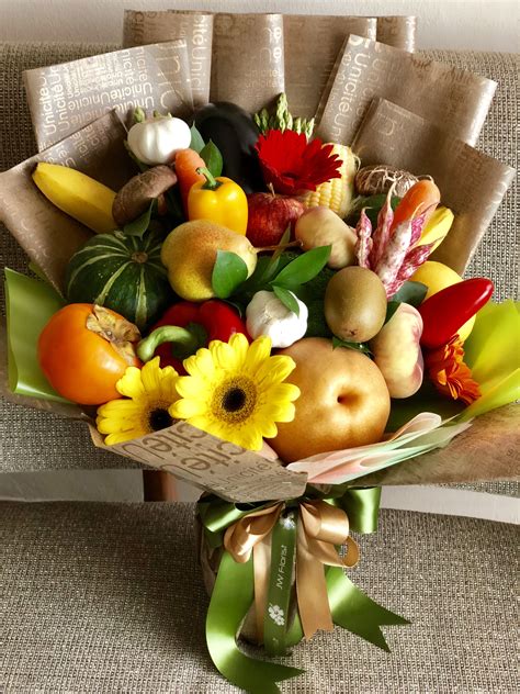 A Mixture Of Fruit And Vegetables Bouquet Fruit Flower Basket Fruit